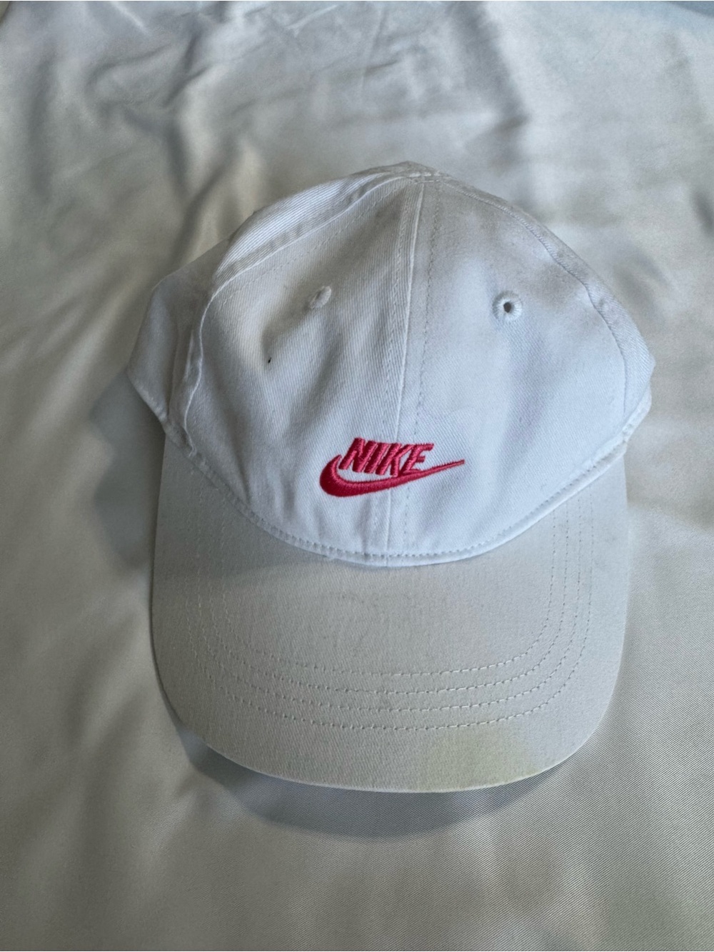 Nike White Baseball Cap with Pink Logo